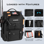 KastKing KarryAll Tackle Backpack with Rod Holders 4 Tackle Boxes