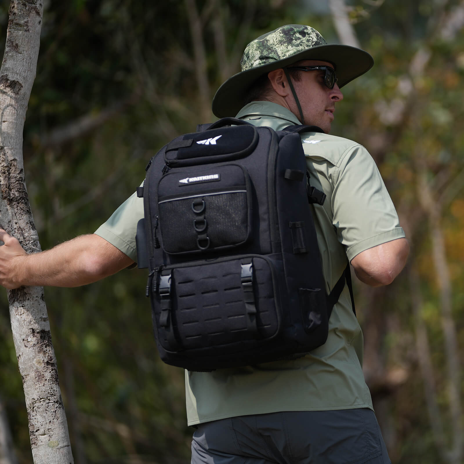 KastKing KarryAll Tackle Backpack with Rod Holders 4 Tackle Boxes