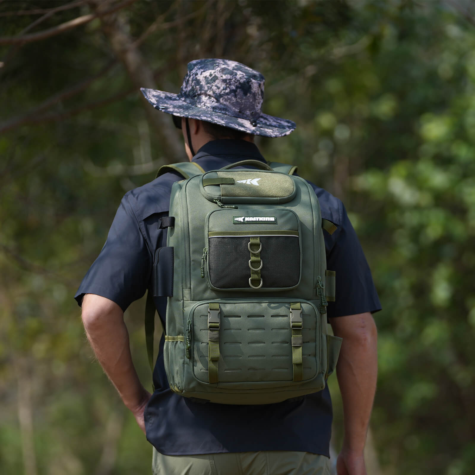 KastKing KarryAll Tackle Backpack with Rod Holders 4 Tackle Boxes