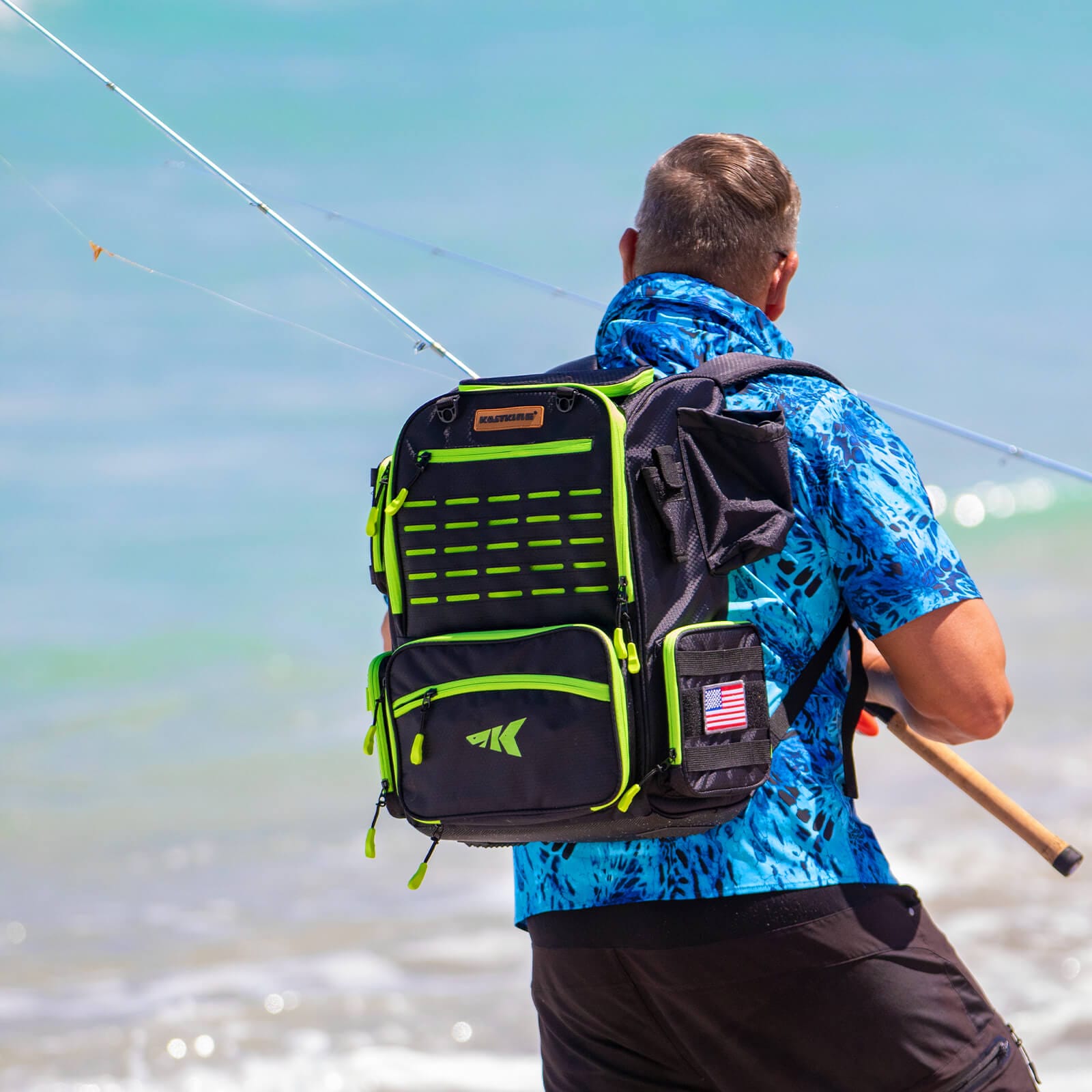 KastKing Bait Boss Fishing Tackle Backpack with Rod Holders 4 Tackle Boxes