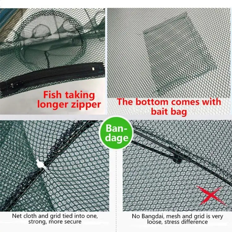 10 Holes Automatic Foldable Fishing Net Nylon Shrimp Crab Minnow Trap Fish Cast Net Fishing Tackle, 10 Holes
