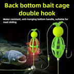 Fishing Hook Cage Set 3pcs Anti-Snag Double Hook Rig with Non-Twist Explosive & Flip Hooks – Carbon Steel Green Lure Fishing Bottom Hanging Prevention, Size 10# & 12#, Great Father's Day Gift