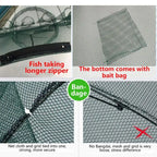 12 Holes Automatic Foldable Fishing Net Nylon Shrimp Crab Minnow Trap Fish Cast Net Fishing Tackle, 12 Holes