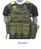 Tactical MOLLE Vest 6094 Adjustable Combat Chest Rig with Multi-Pocket System for Outdoor Hunting Training Airsoft CS Wargame Hiking Camping