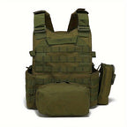 Tactical MOLLE Vest 6094 Adjustable Combat Chest Rig with Multi-Pocket System for Outdoor Hunting Training Airsoft CS Wargame Hiking Camping