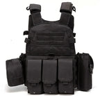 Tactical MOLLE Vest 6094 Adjustable Combat Chest Rig with Multi-Pocket System for Outdoor Hunting Training Airsoft CS Wargame Hiking Camping