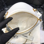 Chanel Runway white lambskin Leather Diamond Cut Bag Gold Chain