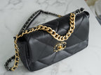 CHANEL 19BAG AS1160 Black Gold Buckle Bag Small 26CM