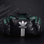 Balenciaga x adidas Large Duffel Travel Bag – Black & Green with Trefoil Logo and Triple Stripes