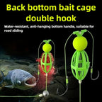 Fishing Hook Cage Set 3pcs Anti-Snag Double Hook Rig with Non-Twist Explosive & Flip Hooks – Carbon Steel Green Lure Fishing Bottom Hanging Prevention, Size 10# & 12#, Great Father's Day Gift