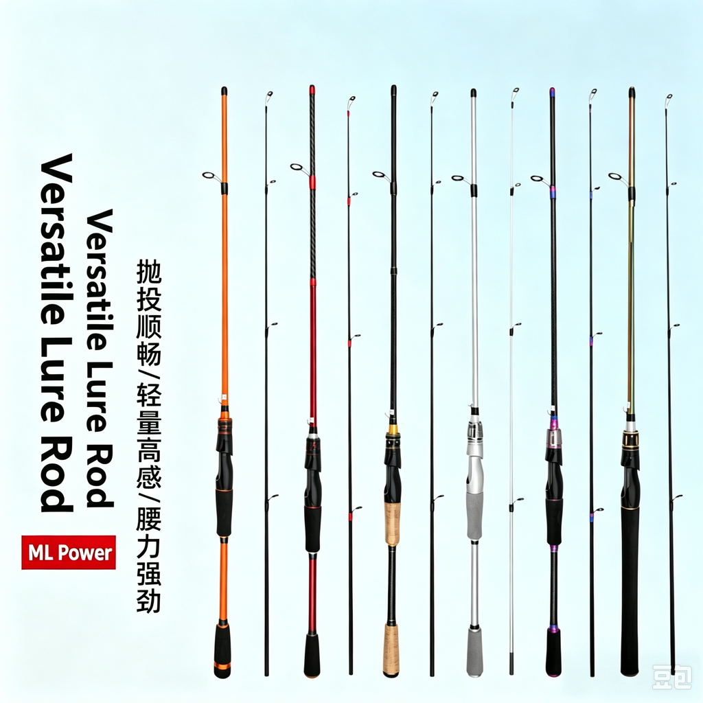 ML Power 2‑Piece Fiberglass Lure Fishing Rod, Spinning & Casting Rod for Bass Freshwater & Inshore Saltwater Fishing