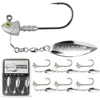Underspin Jig Heads 6-Pack with 100% Brass Blade – Never Rust Rotating Spinner Jig for Bass & Saltwater Fishing – 3/16oz, 1/4oz, 3/8oz, 1/2oz – Flash & Vibration Swimbait Head