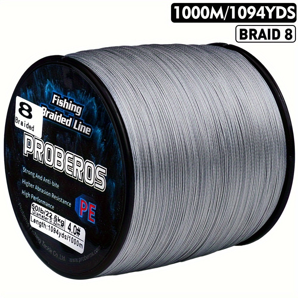 8-Strand Braided Fishing Line 1094 Yards – Zero Stretch, Abrasion Resistant Superline | 10LB–100LB | Gray, Green, Blue Camo, Green Camo
