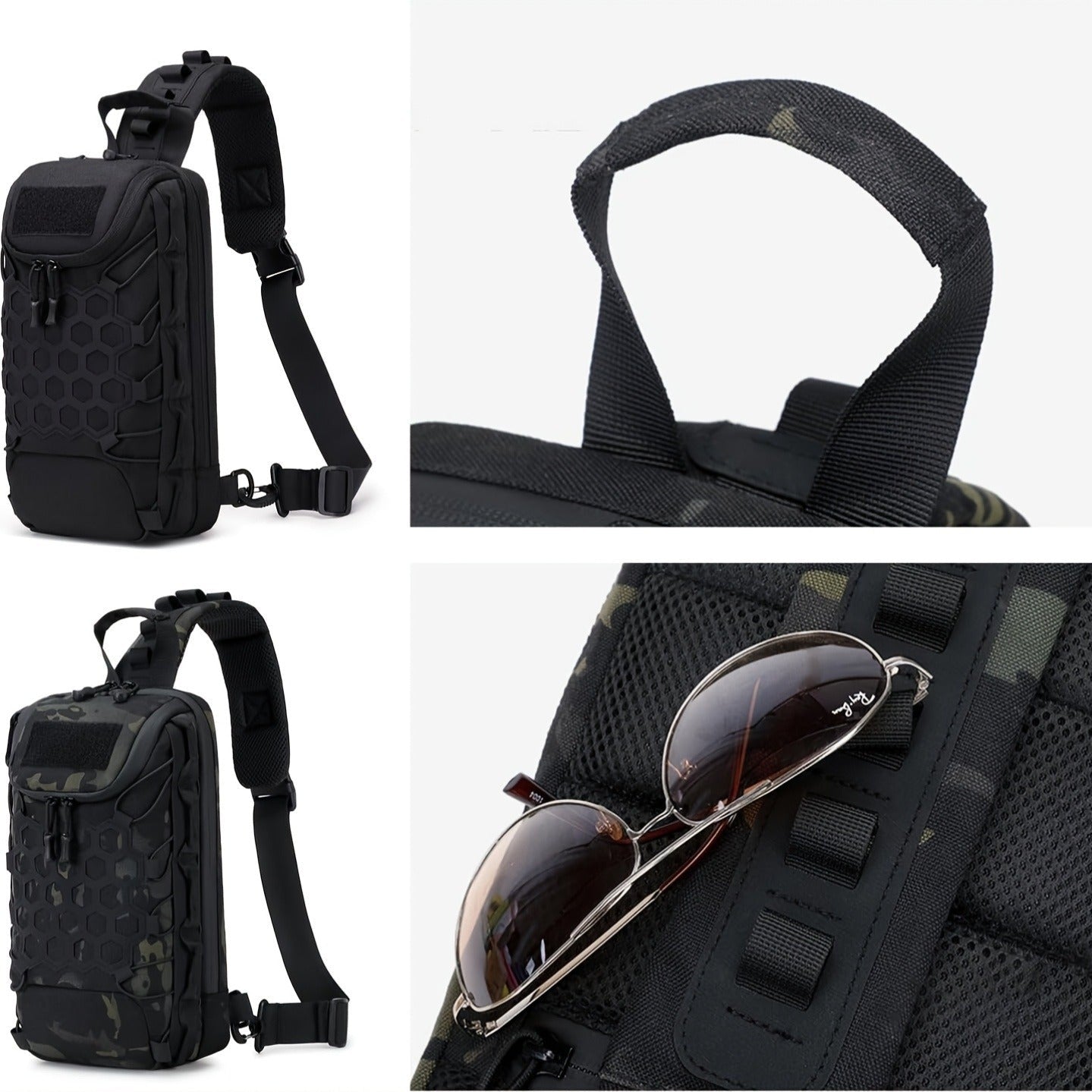 MOLLE Shoulder Bag – Large Capacity Tactical Chest Pack, Waterproof Nylon EDC Crossbody Bag for Hiking, Cycling, Fishing & Camping, Multi-Compartment, Adjustable Strap