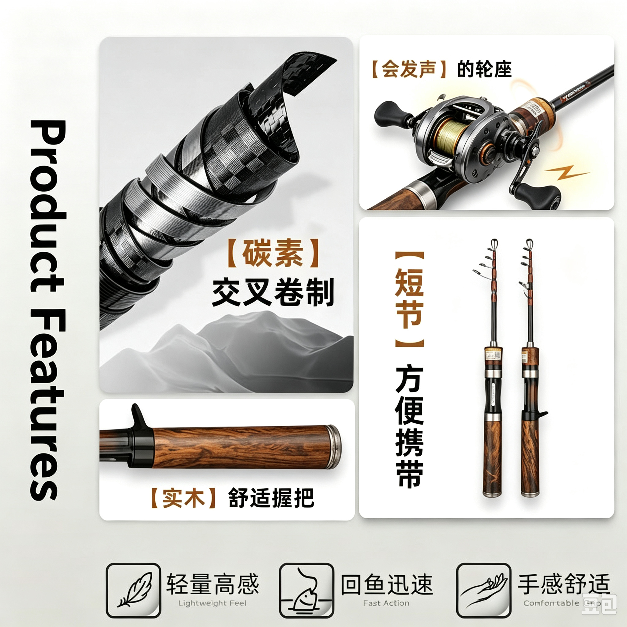Ultra‑Short Telescopic L‑Action Fishing Rod, Portable Trout Micro Lure Rod with Click Sound Reel Seat for White Bass & Catapult Fishing