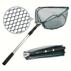 Foldable Fishing Landing Net with Telescoping Aluminum Alloy Pole – 3 Sizes 86CM 110CM 130CM, Collapsible Metal Net for Fish Crab Crayfish Shrimp, Portable Fishing Gear