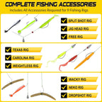 PLUSINNO 253/387pcs Fishing Gear Accessories Kit, Fishing Tackle Box with Tackle Included, Fishing Hooks, Fishing Weights Sinkers, Spinner Blade, Fishing Equipment for Bass Trout Bluegill Crappie