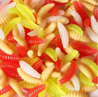 50Pcs Soft Artificial Maggot Grub Fishing Lures Bait
