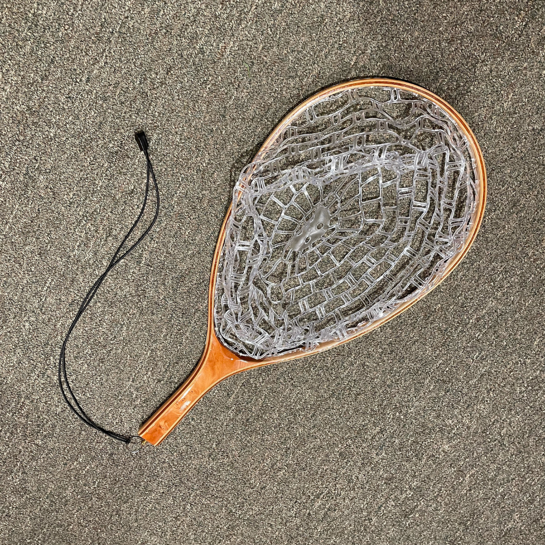 Burled Wood Rubber Bag Landing Net