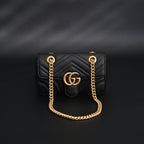 Gucci GG Marmont Small Matelassé Shoulder Bag – Black Leather with Gold Hardware