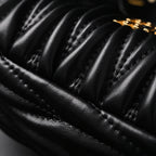 Miu Miu Matelassé Leather Hobo Bag – Black with Gold Hardware