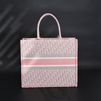 Christian Dior Large Book Tote – Pink Oblique Embroidery