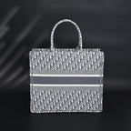 Christian Dior Large Book Tote – Grey Oblique Embroidery