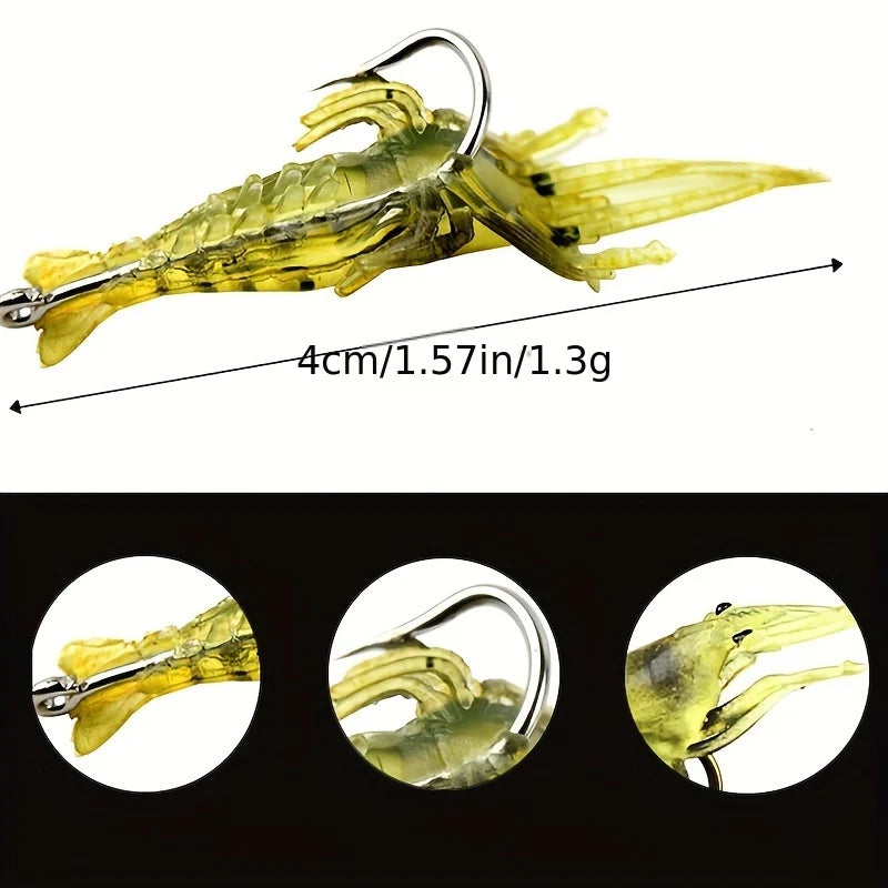 Shrimp Silicone Artificial Bait Simulation Soft Prawn Hooks Carp