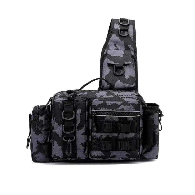 Fishing Tackle Backpack & Crossbody Bag with Rod Holder