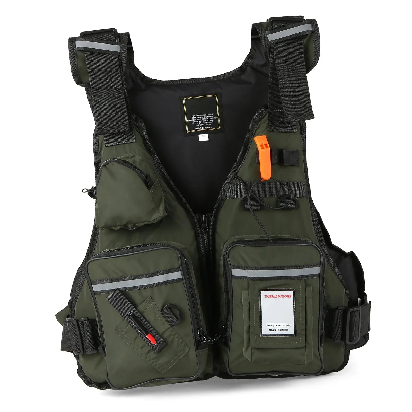 Multi-pockets Fly Fishing Jacket Buoyancy Vest Water Bottle Holder