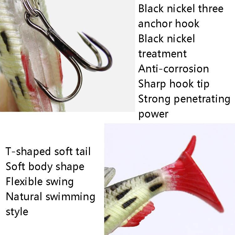 5 PCS Fish-Bait Road Sub-Bait Lead Fish With Single Hook And Three Anchor Hook Bait, 8cm 14g