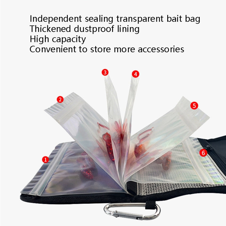 Splitable Fish Bait Bag With 6 PVC Self-Sealing Stickers Classification Storage Hanging Bag