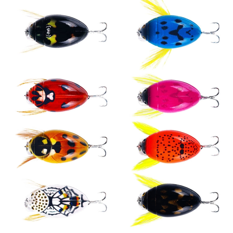 HENGJIA Insect Floating Water Bionic Bait Beetle Water Surface Bass Tap Fake Bait, 1, 2, 3, 4, 5, 6, 7, 8, 8 Colors Bagged, 8 Colors Boxed
