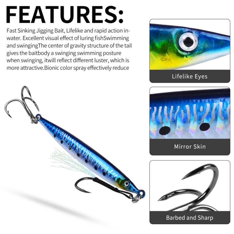 PROBEROS LF151 Long-Distance Casting Sinking Lure 3D Fast-Draw Sea Fishing Mackerel Hook, 14G, 17G, 21G, 28G, 35G, 45G