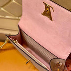 Lv Twist Chain Wallet Light Pink Grain Leather