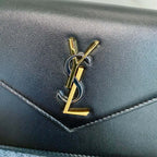 YSL Cassandra Shoulder Black Bag - 19x12.5x3.5cm