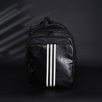 Balenciaga x adidas Large Duffel Travel Bag – Black with Trefoil Logo and Triple Stripes